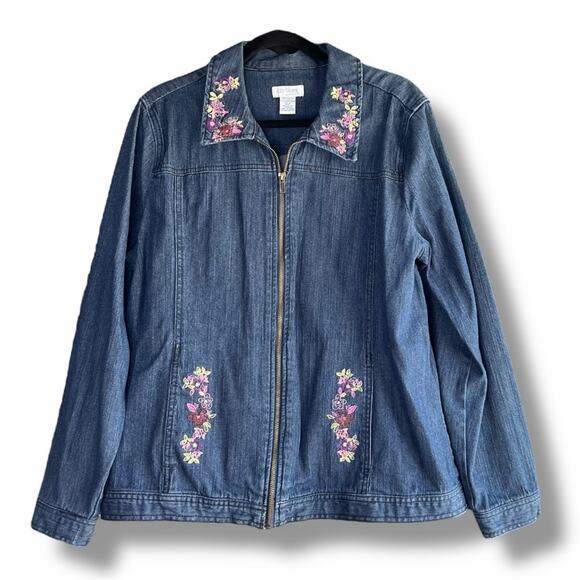 90s VTG City Blues by Koret embroidered denim jacket - Picture 1 of 5